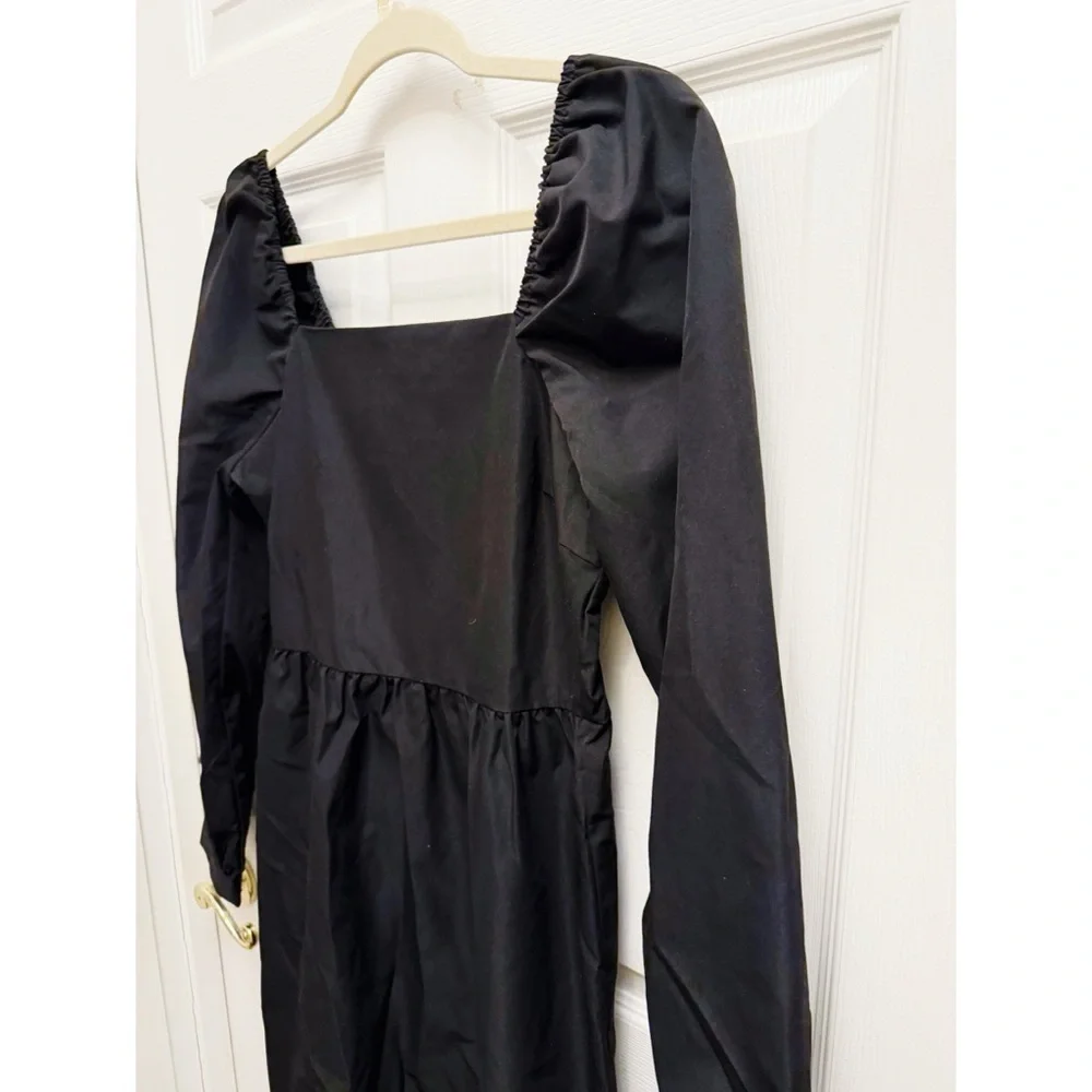 Only Puff Sleeve Peplum Midi Dress in Black